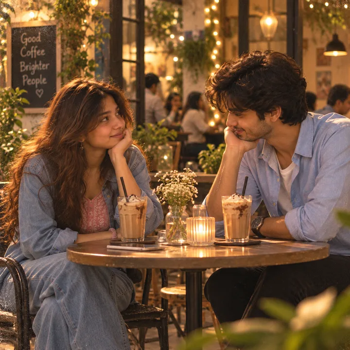 Their first date at a café