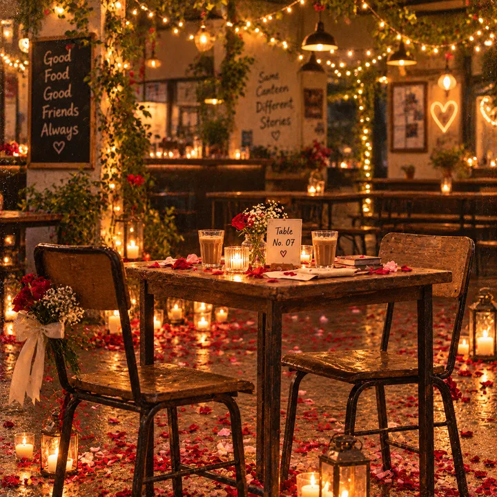 The canteen decorated for the proposal