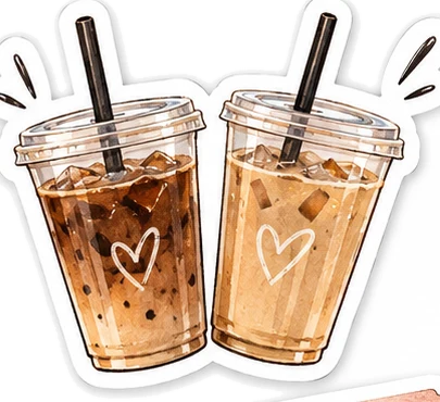 Two iced coffees sticker