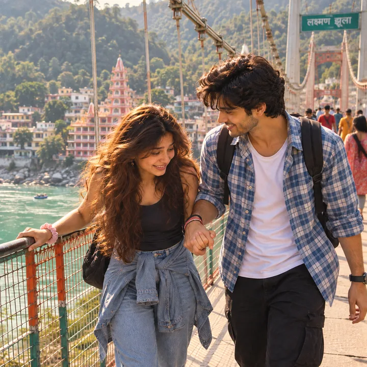 Holding hands on Laxman Jhula