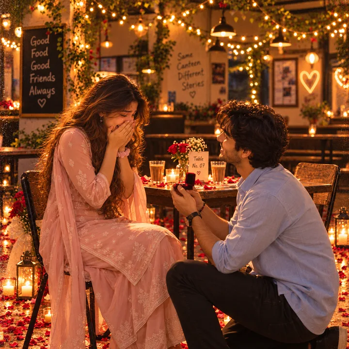 Saurabh on one knee with the ring