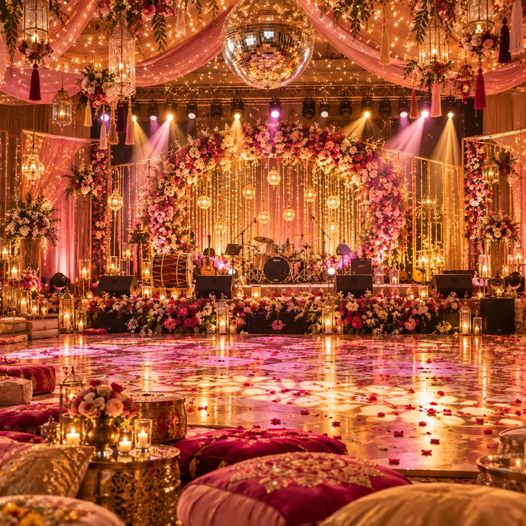 Sangeet stage and dance floor